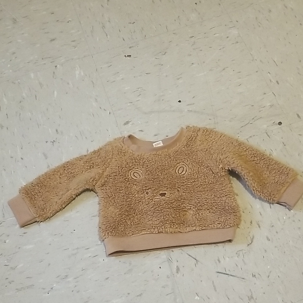 Adorable Tan Fuzzy Bear Kids Sweatshirt